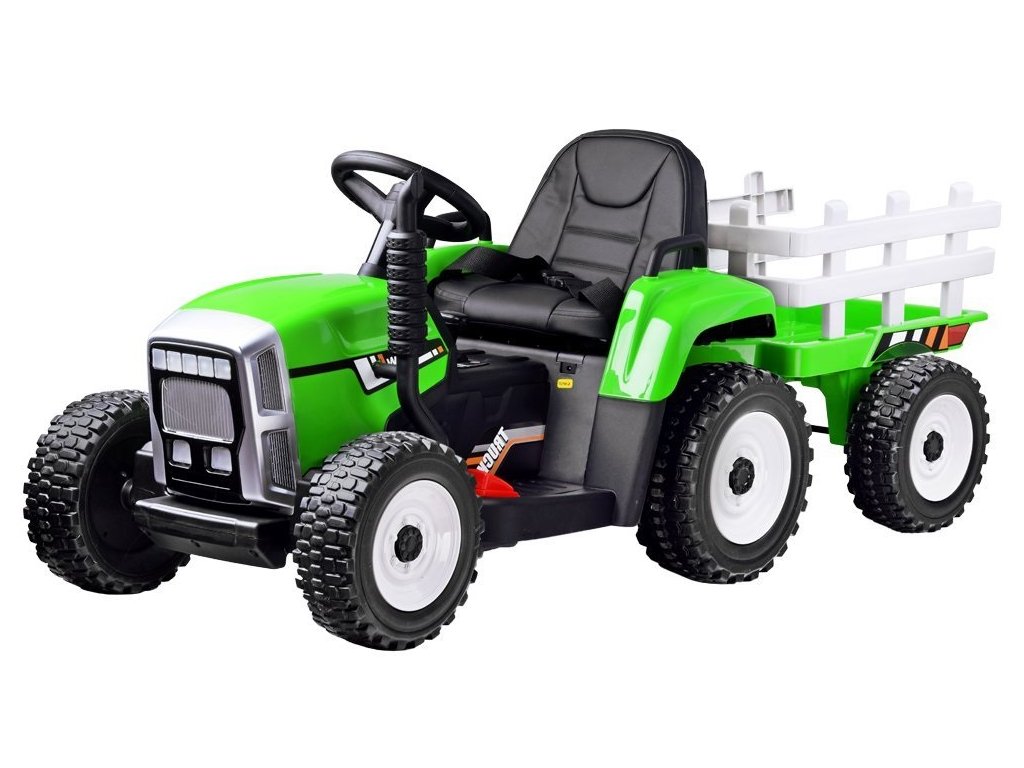 mamido Elektrický traktor s vlečkou T2 zelený 12V7Ah EVA kola