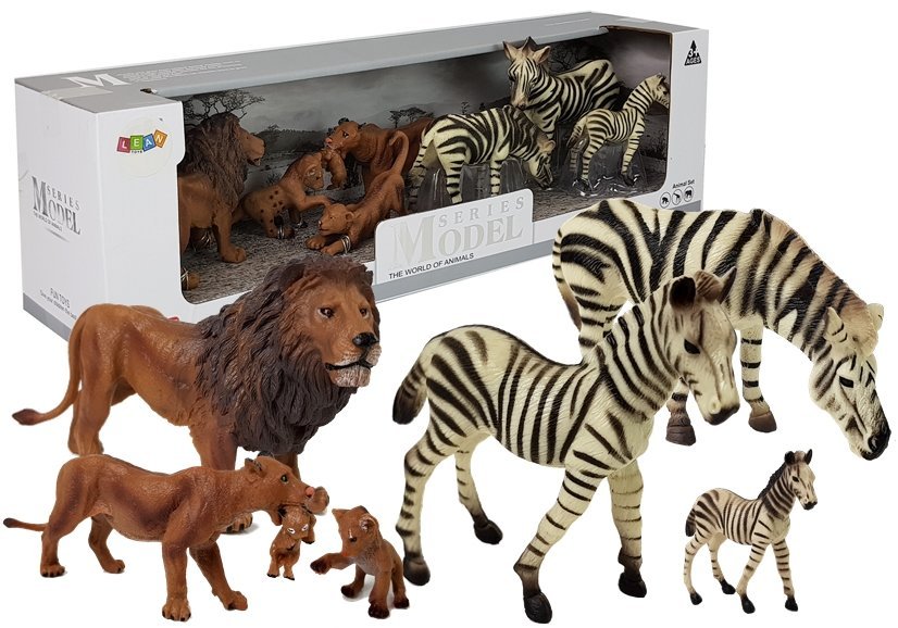 mamido Zvířátka safari sada 7 kusů lvi a zebry