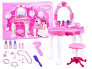 mamido Dětský kosmetický stolek s fénem růžový