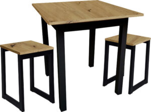 Ali Set - kuchyňský stůl  + 2x židle MINI - dub artisan / černá