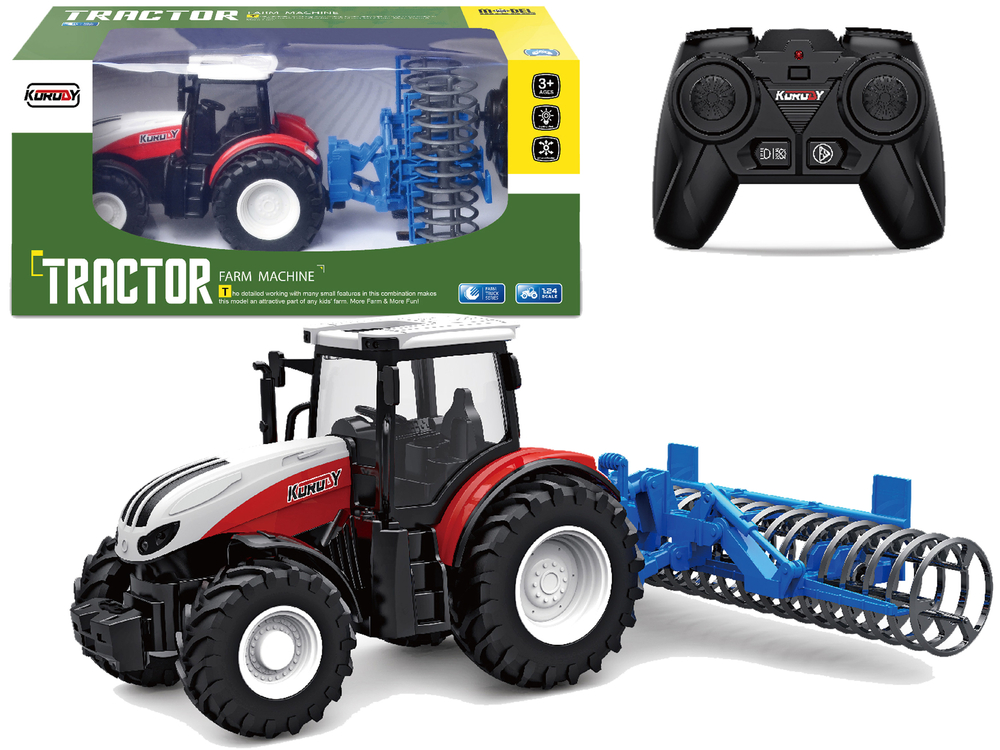 mamido Traktor se zemědělským válcem na dálkové ovládání RC 1:24